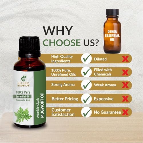 Mugwort Oil (Artemisia Vulgaris) Essential Oil 100% Pure Natural Undiluted Uncut Therapeutic Grade Oil 0.16 Fl.OZ