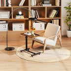 LINGMI Overbed Bedside Desk Mobile Rolling Laptop Stand Tilting Overbed Table with Wheels Height Adjustable Tray Table for Laptop Bed Sofa Side Table