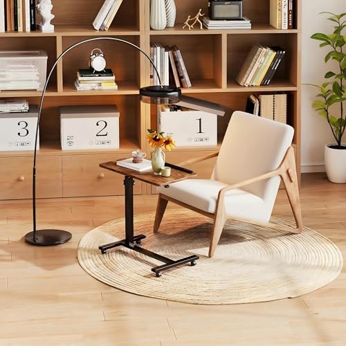 Overbed Bedside Desk Mobile Rolling Laptop Stand Tilting Overbed Table with Wheels Height Adjustable Tray Table for Laptop Bed Sofa Side Table