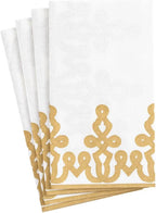 Caspari Dessin Passementerie Paper Linen Guest Towel Napkins in Gold - Two Packs of 12