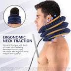 Cervical Neck Traction Device for Instant Neck Pain Relief - Inflatable & Adjustable Neck Stretcher Neck Support Brace, Best Neck Traction Pillow for Home Use Neck Decompression (Blue)