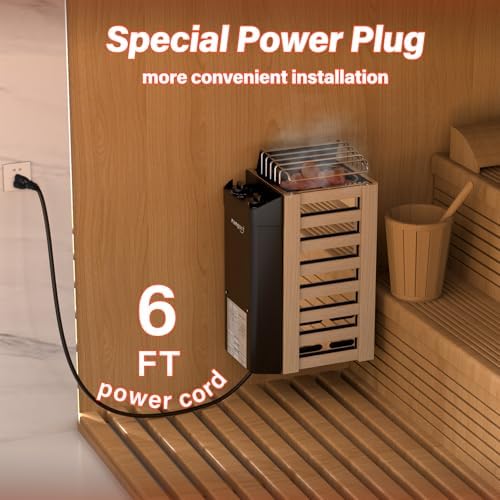 3KW 110V Sauna Heater with Plug in, Electric Sauna Heater, 3h Timer for Small Rooms (140 Cu.Ft.), Max. 230°F Fast Heating, No Wiring Needed
