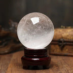 Genuine Clear Quartz Stone Sphere - Polished Natural Rock Crystal Orb for Reiki Healing, Chakra Balancing, and Energy Amplification (60-70mm)
