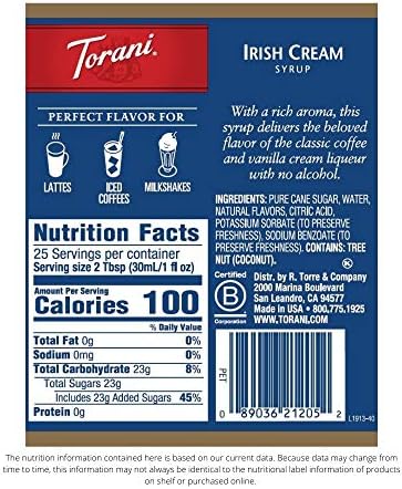 Torani Syrup, Irish Cream, 25.4 Ounces (Pack of 4)
