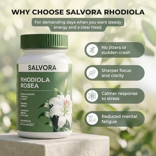 Rhodiola Rosea Supplement – Golden Root Adaptogen Capsules - Rhodiola Rosea Extract Powder Alternative with Salidroside for Stress Support - Energy, Focus & Performance