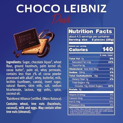 Bahlsen Choco Leibniz Dark Cookies (12 boxes) - Leibniz Butter Biscuits topped with a thick layer of European Chocolate - 4.4 oz boxes