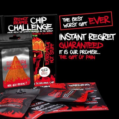 Red Hot Reaper – (2pack) Challenge Hottest Chip – Halloween Carolina Reaper Spicy Challenge - Stupidly Spicy Hot Chip