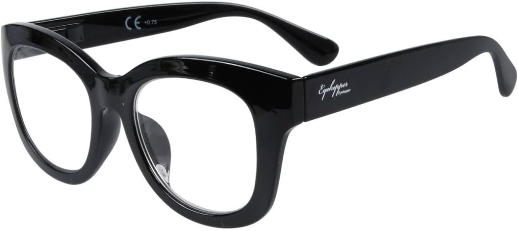 Eyekepper Oversized Reading Glasses - Retro Readers for Women Reading - Black Frame +1.00