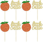 Gyufise 24Pcs Little Cutie Cupcake Toppers Glitter Orange Cupcake Picks for Citrus Theme Baby Shower Kids Birthday Party Cake Decorations Supplies