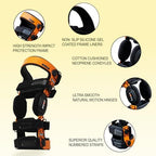 ELITE Orthopedic Knee Support Brace Adjustable Stainless-Steel Hinges, Side Stabilizer Knee brace for Ligament, Sports Injuries, Arthritis OA, Osteoarthritis Pain Relief Unisex, Orange (Size 4)
