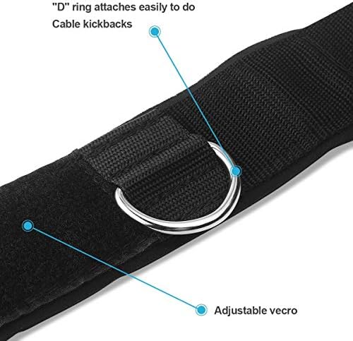 Ankle Straps Neoprene Padded Fitness Wrist Cuffs with D Ring High Strength Exercises Gym Pulley Strap for Cable Machines (Black 2 Pack)
