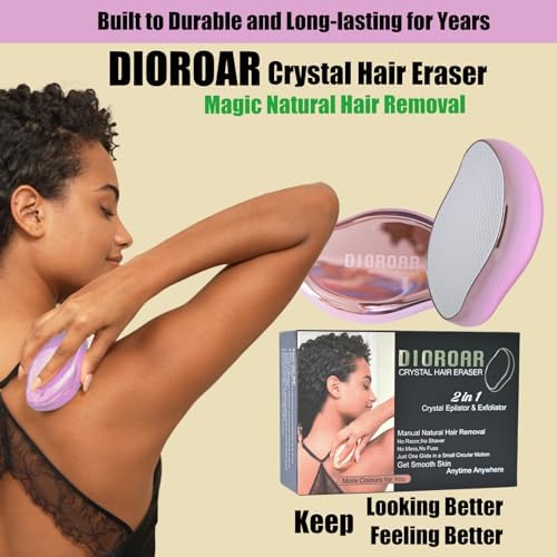 Crystal Hair Eraser,Upgrade Crystal Hair Remover,Physical Nano Glass Hair Removal Device,Painless Epilator and Exfoliator Without Shaver for Quick Soft Silky Skin(Light Pink)
