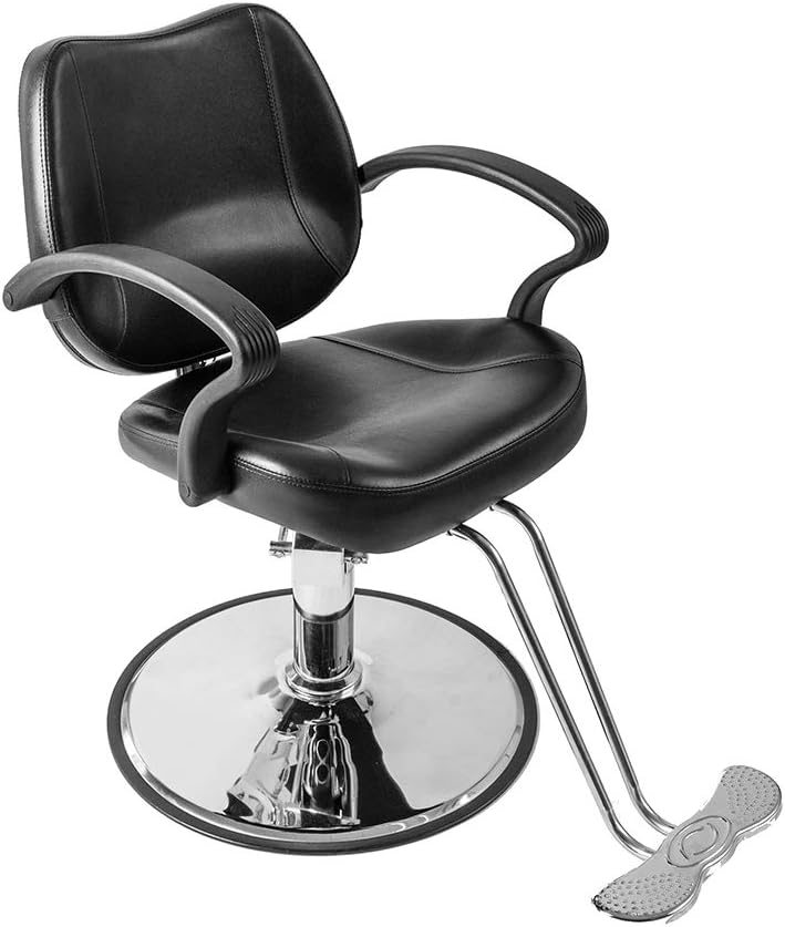 Winado Beauty Salon Barber Chair with 6'' Adjustable Seat Height & 360 Degree Rolling, Supports up to 330 lbs Heavy Duty Hydraulic Salon Chair for Men and Women Hair Stylists, Black