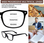 3 Pack Progressive Multifocus Reading Glasses Blue Light Blocking Men Women Spring Hinges Square Computer Readers (3 Mix Color, 2.0)