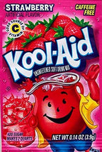 Kool Aid Soft Drink Mix, Strawberry Unsweetened, Caffeine Free, 0.14 oz (Pack of 12)