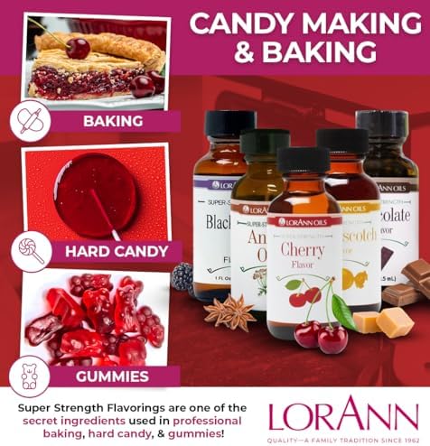 LorAnn Oils Super Strength Flavoring - Used For Candy Making, Flavoring Extracts, Baking, Hard Candy, and Flavor Oils - Bold, Natural Flavors 4X Stronger Than Extracts - Cherry, 1 fl oz