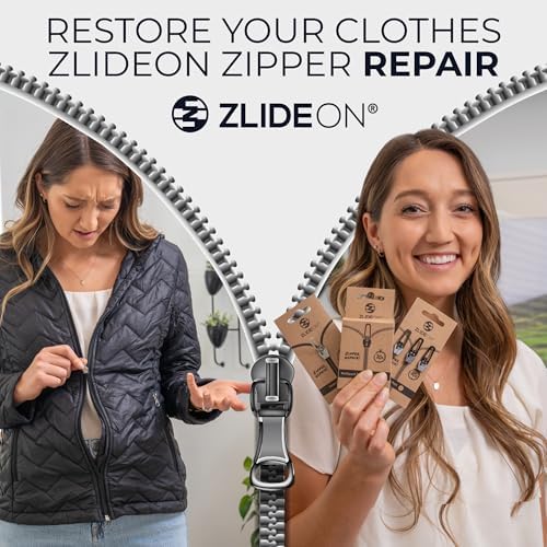 Zlideon Zipper Repair Kit for Plastic Zippers - 1pcs, Black (L/5) | Instant Zipper Pull Replacement Slider for Kids’ Clothing, Sportswear, Duvet Covers, Backpacks | Easy to Install | Made in Germany