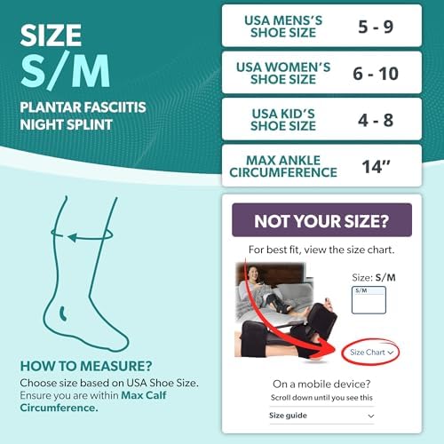 BraceAbility Plantar Fasciitis Night Splint - Dorsal Plantar Fascia Night Splint, Achilles Tendonitis Foot Brace for Plantar Fasciitis Relief, Heel Pain Sleeping Boot - Fits Men and Women (S/M)