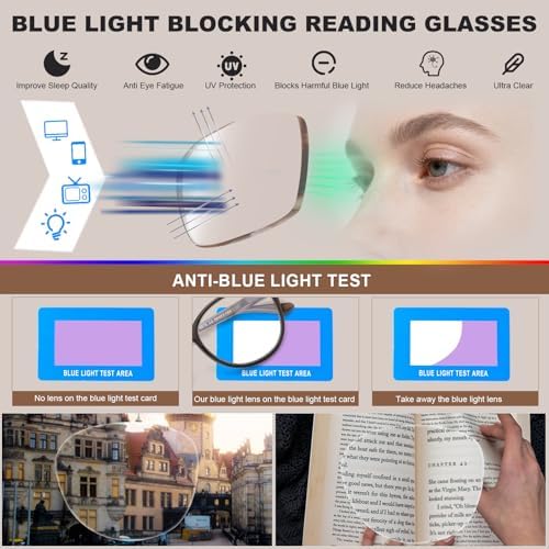 Single Vision Reading Glasses for Women, Retro Round Frame Anti Blue Light/Eye Fatigue/UV Computer Readers, Vintage Lady Eyeglasses (Black&Brown&Light Apricot, 2.50x)