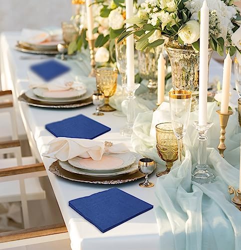 50 Pieces 3-ply Navy Blue Napkin Cocktail Napkins Beverage Napkins Dessert Napkins Disposable Paper Napkins for Wedding Birthday Party Paper Dinner Napkins navy napkins