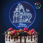 LED Personalized Happy Birthday Cake Toppers 7 Colour Changes Light Up Birthday Cake Topper Acrylic Cake Toppers Cake Decorations for 1st 10th 16th 18th 20th 21st 30th 40th 50th 60th 70th(Design 2)