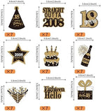 63 PCS Edible Happy 18th Birthday Cupcake Toppers Black Gold Eighteen 18 Straight Outta 2008 Cupcake Picks Edible Cheers to 18 Years Birthday Cake Decorations for 18th Birthday Party Supplies
