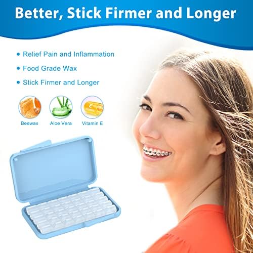 Pre-Cut Orthodontic Wax for Braces & Aligners – Strong Hold Dental Wax for Gum & Cheek Relief, Food-Grade Wax with Aloe Vera & Vitamin E, 350+ Dots with Travel Cases & Applicators, FSA HSA Eligible