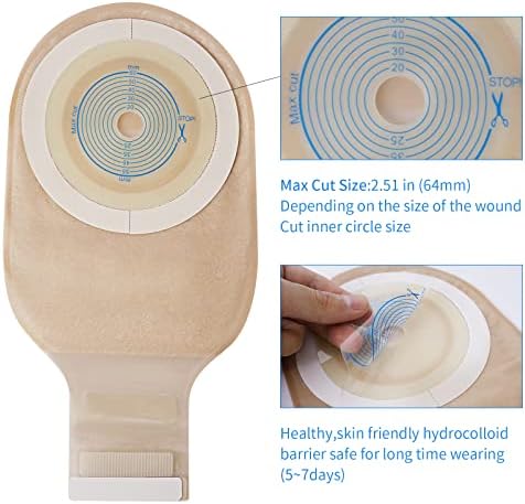 20 PCS Colostomy Bags Rainlotus One Piece Ostomy Bag,Ostomy Drainable Pouch for Ileostomy Stoma Care, Cut to Fit.