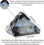 Amazing Gemstone Rainbow Moonstone Pyramid Crystal Healing Stones - 2" Great Pyramid Figurine of Natural Stone Pyramid for Meditation, Reiki, Chakra Balancing and Crystal Pyramids Grid