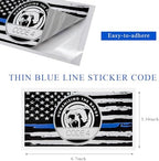 2PCS Thin Blue Line Sticker Code 4, Police Support Sticker American Flag Thin Line Decal, Waterproof Thin Line Flag Stickers Support Law Enforcement for Car Window Laptop (Larger)