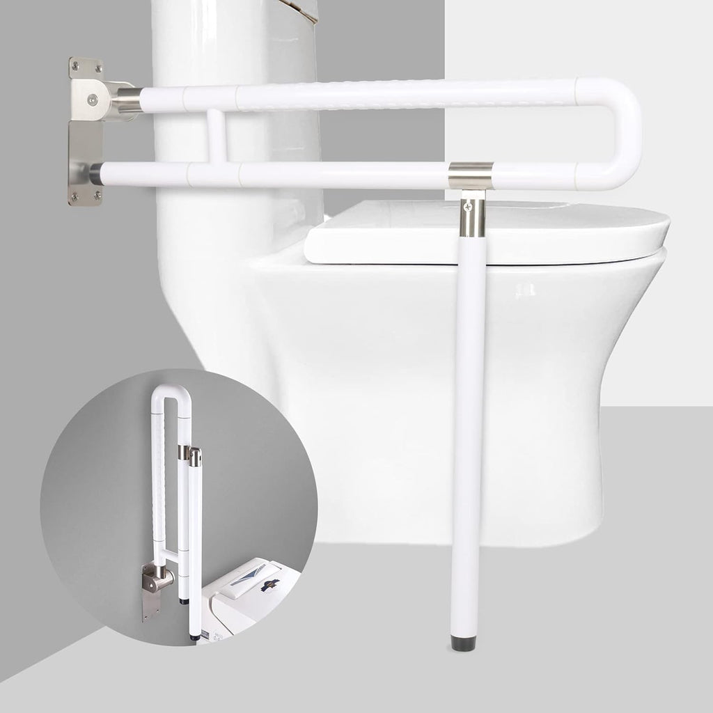 Handicap Grab Bars Rails, 29.5 Inch Foldable Toilet Grab Bar Flip Up Arm Rails with Anti-Slip Grip Shower Assist Aid Safety Rails for Elderly Pregnant Women Disabled Handicap Bar