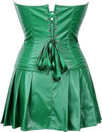 DKCHENH Women's Punk Rock Faux Leather Steampunk Corset gothic bustier skirt set costume
