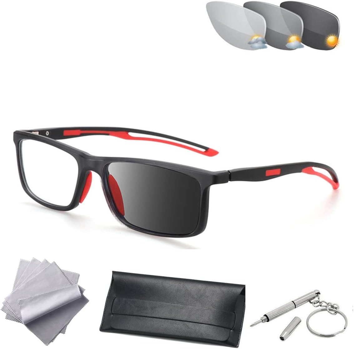 1.25 Sport Reading Glasses Outdoor Photochromic Sunglasses Readers for Men Women TR90 Lightweight UV Filter Aspherical Lens