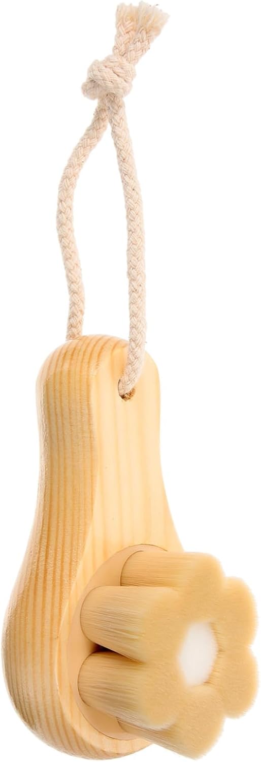 minkissy Wood Handle Face Scrubber Brush Gentle Exfoliator with Soft Faux Fiber Bristles for Deep Pore Cleansing Suitable for All Skin Types Men and Women