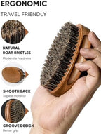 Beard Brush, Natural Boar Bristles Beard Brush for Men and Wooden Sandalwood Pocket Beard Comb Set, Facial Hair Grooming Kit with Mustache Scissors as a Styling Tool, Growth, Detangles, Shine