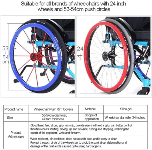 24Inch Wheelchair Rear Wheel Cover Protective Sleeve Wheelchair Push Rim Covers Wheelchair Rear Wheel,Blue