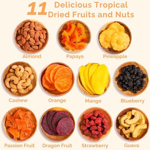Dried Fruit Gift Basket – 11 Tropical Flavor Adult Easter Baskets for Adults | 20oz Soft Dried Fruit and Nuts Gift Basket - Dry Fruits Gift Box - Dried Fruit Basket Gift - Easters Gifts Passover Gifts