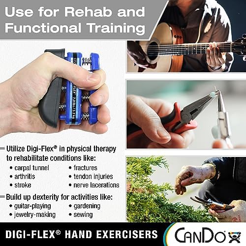 CanDo Digi-Flex Hand and Finger Exerciser Red Light- For Dexterity, Strength, and Flexibility for Fingers, Hands, and Forearms