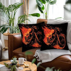 Flaming Motorcycle Pillow Covers 18x18 Set of 2 | Biker Decorative Cushion Cases | Fire Motorbike Pillowcases | Bold Garage Throw Covers for Sofa Living Room Bedroom Decor