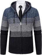 Mylldey Mens Hoodies Knit Sweater, Full Zip Fleece Lined Cardigan Sweaters Casual Regular Fit Knit Hooded Men Sweater Jacket