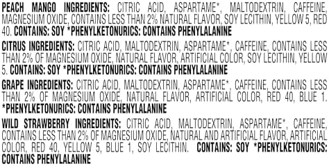 Crystal Light Energizing Drink Mix with Caffeine Variety Pack, 44 Packets for On-the-Go Hydration, Peach Mango, Wild Strawberry, Citrus, Grape, Naturally and Artificially Flavored, Zero Sugar, 4.18 oz