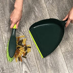 Pine-Sol Dustpan and Brush Set | Nesting Snap-On Design | Portable, Compact Dust Pan and Hand Broom for Cleaning with Rubber Grip Edge, Green