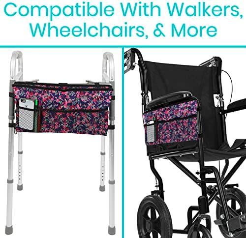 Vive Walker Bag - Accessories Wheelchair Basket Pouch (Water Resistant) - Seniors Caddy Accessory Attachment for Folding, Rolling Walkers - Carry Storage Carrier Tote - Lightweight, Universal Size