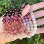 Love Energy Crystal Bracelet for Women Garnet, Quartz, Rose Quartz, Rhodonite, Moonstone for Mothers Days Gift, Birthday, Christmas Healing Gemstone Bracelet