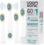 Voom Sonic Pro 7 Series Replacement Brush Heads Advanced Bristle Technology Soft Dupont Nylon Bristles Oral Care - White - Pack of 4