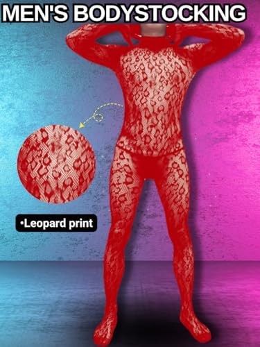 EHSUYAB Rave Outfits For Men, Festival Party Clubwear, Leopard One Piece Full Lace Jumpsuit, Sexy Lingerie Costume Bodysuit