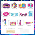 48 Pcs 90s Party Decorations Retro Theme cupcake toppers 90's Theme Cupcake Toppers Rock and Roll Music Dance Party Decorations for Throwback 90s 80s 70s Birthday Baby Shower Party Supplies