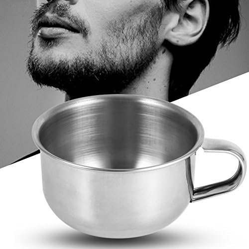 Shaving Soap Bowl Cup, Man Shaving Soap Bowl, 3.4inch Stainless Steel Soap Bowl with Handle, Metal Shaving Soap Mug Bowl Cup Shaver Cleansing Foam Tool for Man