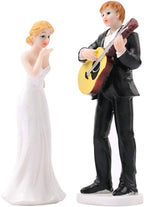 Wedding Cake Topper with Bride and Groom, Romantic Wedding and Engagement Party Collectibles Fun Wedding Couple Figurines Decorations Gifts (Guitar groom)