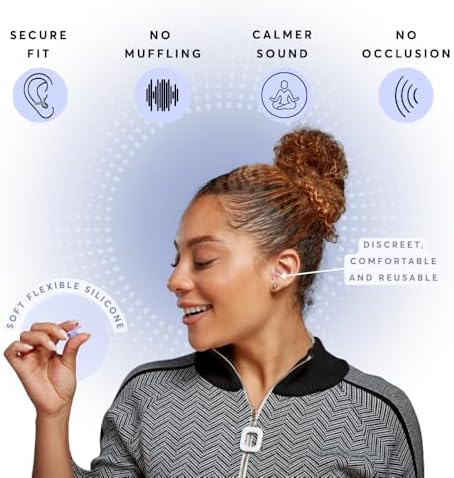 Flare Calmer | Ear Plugs Alternative | Daily Noise Relief | Sound Sensitivity | Stress Relief | No Muffling | Improve Wellbeing | Comfy, Reusable, Soft Silicone Earplugs | Original Translucent
